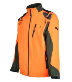 Blouson Chasse Percussion Softshell Kaki / Orange