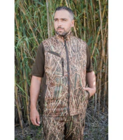 Gilet Chasse Matelassé Réversible Multihunt Roseaux -Chasse Équipement Magasin gilet matelasse reversible multihunt roseaux 2