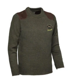 Pull Brode Col Rond Enfant Kaki - Sanglier
