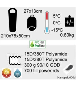 Sac De Couchage Duvet Hiver Freetime Nanopak 600D Mini 5°C/0°C/-15°C -Chasse Équipement Magasin sac de couchage duvet hiver nanopak 600d mini 5c0c 15c 4
