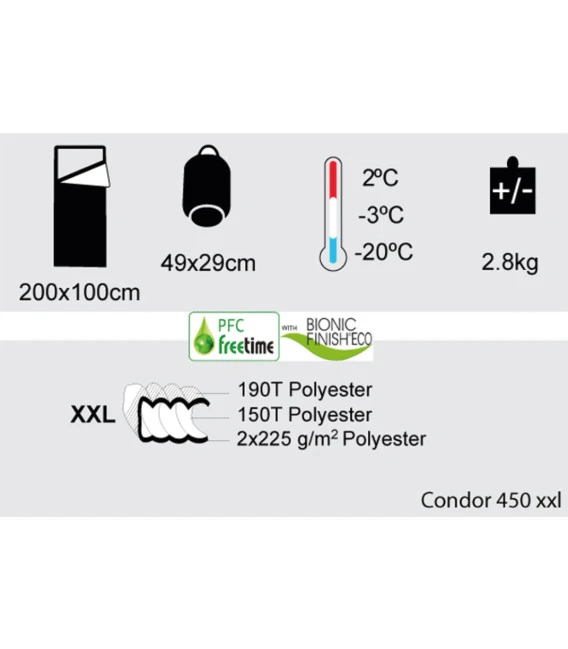 Sac De Couchage Grand Froid Freetime Condor 450XXL 2°C/-3°C/-20°C 4 Sac De Couchage Grand Froid Freetime Condor 450XXL 2°C/-3°C/-20°C – Image 2