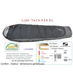 Sac De Couchage Grand Froid Freetime Lite Tech 450XL -2°C/-9°C/-27°C -Chasse Équipement Magasin sac de couchage grand froid lite tech 450xl 2c 9c 27c 1