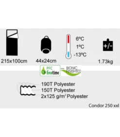Sac De Couchage Hiver Freetime Condor 250XXL 6°C/1°C/-13°C Bleu -Chasse Équipement Magasin sac de couchage hiver freetime condor 250xxl 6c1c 13c bleu 1