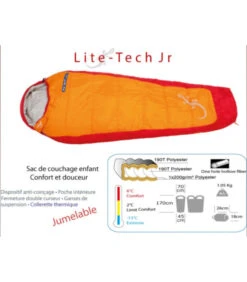 Sac De Couchage Junior Froid Freetime LiteTech 6°C/2°C/-13°C -Chasse Équipement Magasin sac de couchage junior grand froid lite tech orange 1
