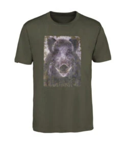 T-Shirt Serigraphie Enfant Kaki - Sanglier Chasse