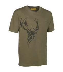 Tee-shirt Chasse Kaki Imprime Cerf Kaki - Cerf Ligne Verney-Carron