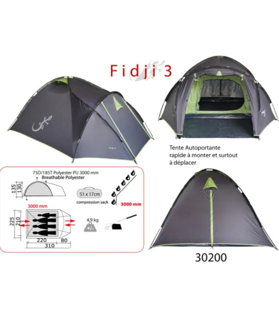 Tente Dome Autoportante Freetime Fidji3 3 Places 6 Tente Dome Autoportante Freetime Fidji3 3 Places – Image 4